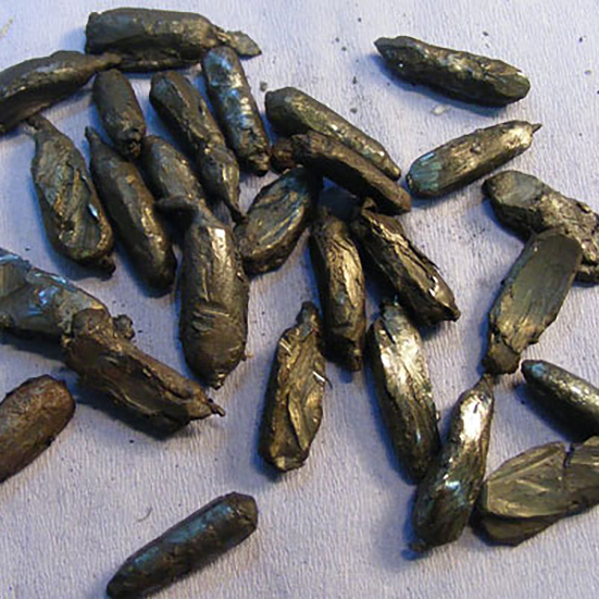 The remnants of rollers removed from a seized Taper Roller Bearing